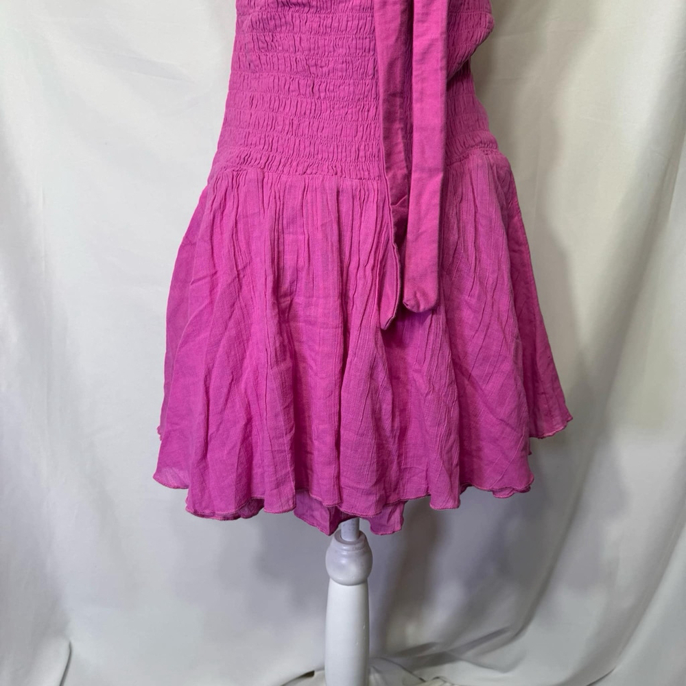 Free People Sleeveless Halter Backless Ruffle Bodycon Mini Party Dress Pink SzXL - Picture 8 of 11